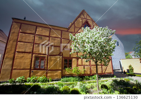Wall detail of houses in Helsingoer in spring 2015 136625130