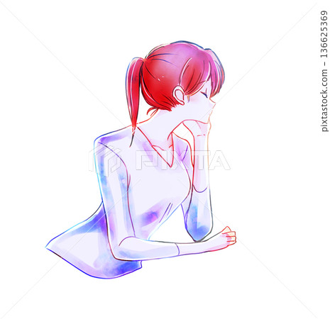 女人手托下巴，背光而立 136625369