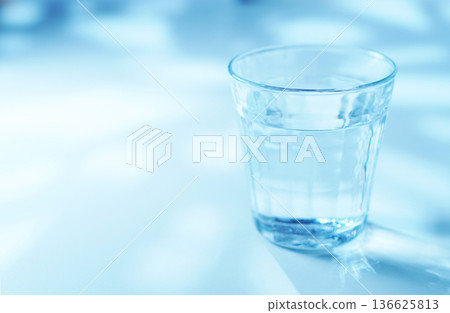 A glass of mineral water in the morning 136625813