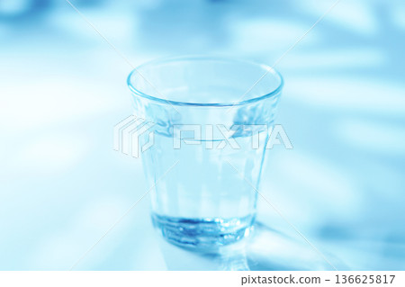 A glass of mineral water in the morning 136625817
