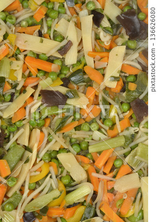 Colorful stir fry vegetables mix background Colorful stir fry vegetables mix background 136626080