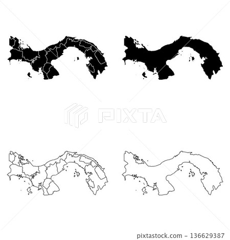 Panama Outline and Solid Fill Map Set. Panama Outline and Solid Fill Map Set. 136629387