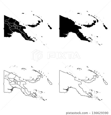 Papua New Guinea Outline and Solid Fill Map Set. Papua New Guinea Outline and Solid Fill Map Set. 136629390