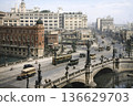 Vintage photo: Panorama of Nihonbashi, Tokyo, 1933-1945 (black and white photo colorized using AI) 136629703