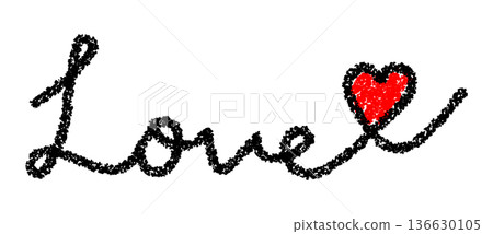 Crayon-style cursive Love heart 136630105