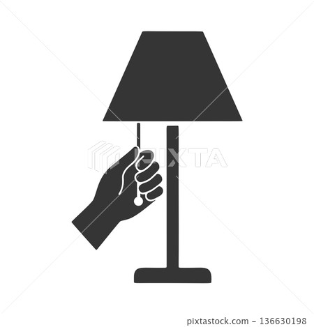 Silhouette icon of a hand pulling a lamp cord Silhouette icon of a hand pulling a lamp cord 136630198