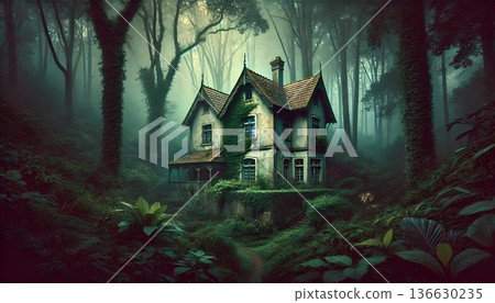 神秘森林中的廢棄房屋 136630235