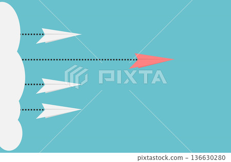 一幅象徵領導力的紙飛機插圖 136630280