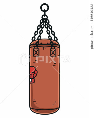 Hanging Boxing Punching Bag Vector Illustration 136630388