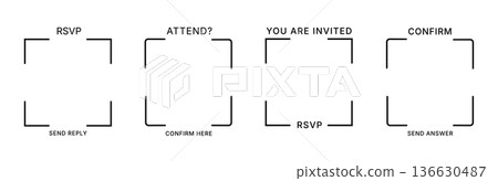 RSVP QR Code Frame Collection, confirm and invitation text. 136630487