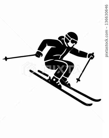 Skier Silhouette Icon Illustration 136630646