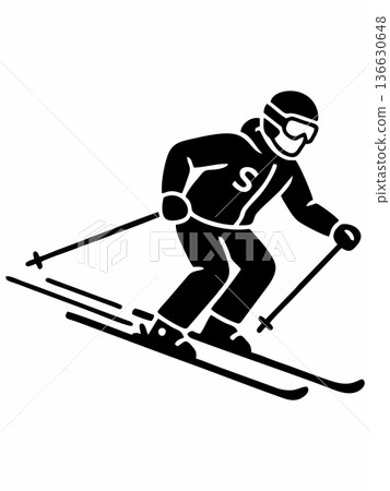 Skier Silhouette Icon Illustration 136630648