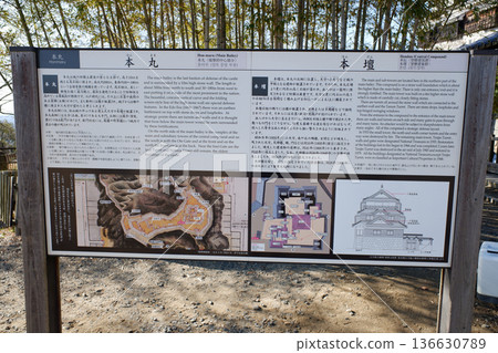 Ehime Prefecture Matsuyama Castle - Information board for the main keep and main altar Ehime Prefecture Matsuyama Castle - Information board for the main keep and main altar 136630789