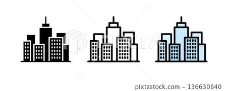 城市和都市、城市酒店、建築圖標、大都市圖標 136630840