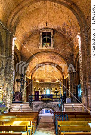 Saintes-Maries-de-la-Mer, France - Nov 04, 2025: Interior the church notre dame in Saintes-Maries-de-la-Mer, France. Saintes-Maries-de-la-Mer, France - Nov 04, 2025: Interior the church notre dame in Saintes-Maries-de-la-Mer, France. 136631465