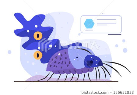 Parasite microbe infection pathogen cartoon organism abstract blue segmented body digital medical diagram Parasite microbe infection pathogen cartoon organism abstract blue segmented body digital medical diagram 136631838