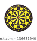 Dartboard target on white background - concept of darts game and accuracy. 136631940