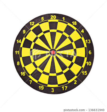 Dartboard target on white background - concept of darts game and accuracy. 136631940