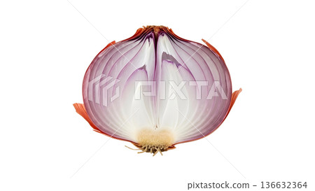 Half Cut Fresh Red Onion Isolated on White Background Half Cut Fresh Red Onion Isolated on White Background 136632364