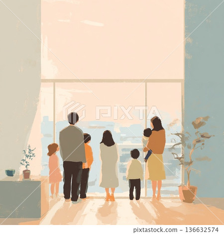 一個對新生活充滿期待的家庭 一個對新生活充滿期待的家庭 136632574