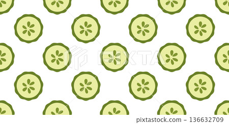 Cucumber Slice Seamless Food Pattern Cucumber Slice Seamless Food Pattern 136632709
