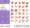 set of 30 alert,warning,caution,notification flat style icon 136633208