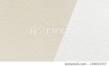 Light beige texture background with white diagonal angled split and copy space for template, banner, presentation 136633337