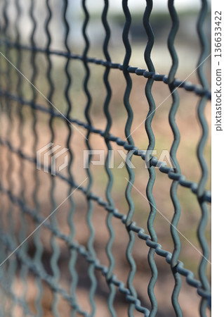 Green Wavy Wire Mesh Fence Green Wavy Wire Mesh Fence 136633422