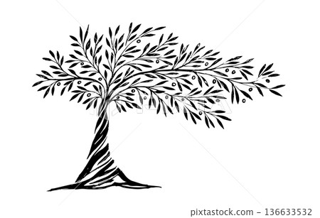 Hand draw abstract Olive tree. Hand draw abstract Olive tree. 136633532