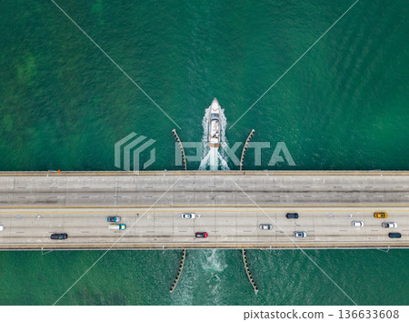 Luxury lifestyle and traveling. Sea boat go to yacht marina. Yachting and boating marina. Yacht boat sailing. Aerial view luxury motorboat in sea. Summer sea vacation. Boat trip. Sea breeze Luxury lifestyle and traveling. Sea boat go to yacht marina. Yachting and boating marina. Yacht boat sailing. Aerial view luxury motorboat in sea. Summer sea vacation. Boat trip. Sea breeze 136633608