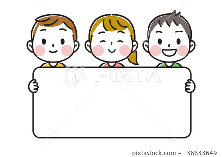 Frame of cute kids holding message boards 136633649