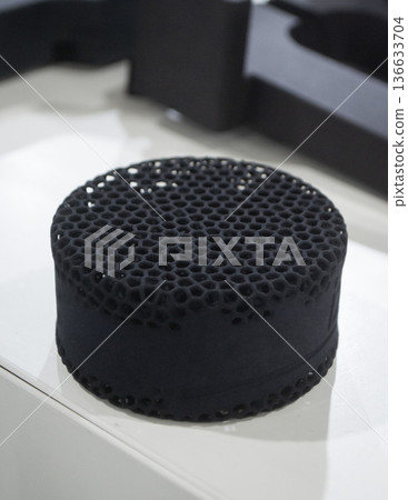 Object printed on 3D printer. Model printed on 3D printer from thermoplastic polyurethane. Prototype printed on 3D printer from powder with thermoplastic polyurethane. TPU technology. Printing concept Object printed on 3D printer. Model printed on 3D printer from thermoplastic polyurethane. Prototype printed on 3D printer from powder with thermoplastic polyurethane. TPU technology. Printing concept 136633704