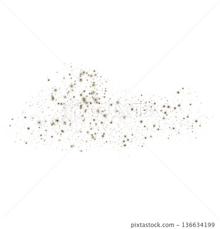 Dust powder, crumbly sand particles, vector realistic dusty overlay texture, sand splash effect, ground spices splatter 136634199