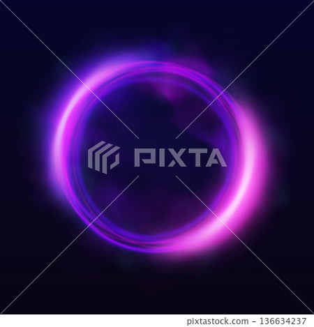 A mystical neon purple-pink halo with energy lines, fog, and a light effect. 136634237
