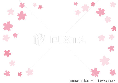A simple illustration frame of cherry blossoms 136634487