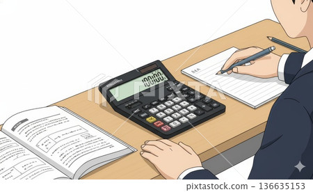 一名學生一邊學習,一邊在電子字典中尋找訊息,同時還在筆記本上做筆記。 一名學生一邊學習,一邊在電子字典中尋找訊息,同時還在筆記本上做筆記。 136635153