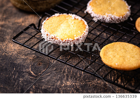 Alfajores, traditional Spanish sandwich cookies Alfajores, traditional Spanish sandwich cookies 136635339