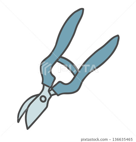 Garden pruning shears isolated on white background. Flat line vector illustration Garden pruning shears isolated on white background. Flat line vector illustration 136635465