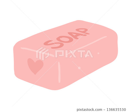 Vector illustration of pink soap bar Vector illustration of pink soap bar 136635530