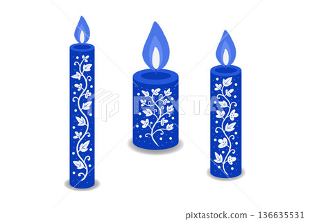Blue Ornamental Candle Collection with Elegant Decorative Patterns and Refined Details Blue Ornamental Candle Collection with Elegant Decorative Patterns and Refined Details 136635531