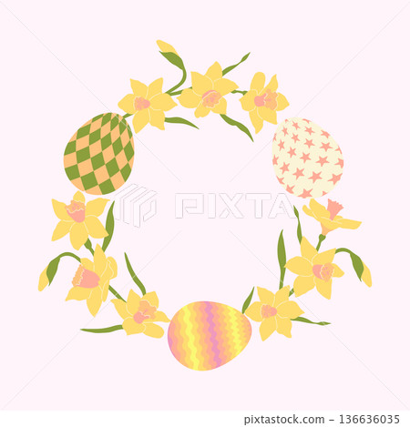 Easter Wreath with Eggs and Daffodils Easter Wreath with Eggs and Daffodils 136636035