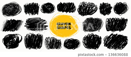 Crayon highlight box text scribble underline set in black with rough hand drawn shapes on white background. Crayon highlight box marks in pen and pencil texture Crayon highlight box text scribble underline set in black with rough hand drawn shapes on white background. Crayon highlight box marks in pen and pencil texture 136636088