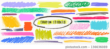 Crayon line highlight scribble strokes in bright pink yellow blue green and orange on transparent background. Crayon line highlight set with rough pencil texture and underline marks Crayon line highlight scribble strokes in bright pink yellow blue green and orange on transparent background. Crayon line highlight set with rough pencil texture and underline marks 136636089