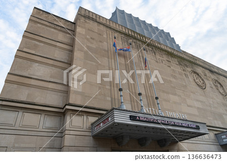 Kansas City, Missouri, USA - August 07, 2025: Little Theatre. Municipal Auditorium. Modern and Art Deco architecture and architectural details. Convention and Entertainment Facilities Kansas City, Missouri, USA - August 07, 2025: Little Theatre. Municipal Auditorium. Modern and Art Deco architecture and architectural details. Convention and Entertainment Facilities 136636473