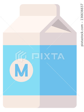 Milk package flat icon. Color dairy box 136636637