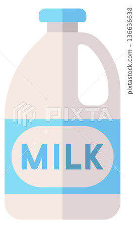 Milk bottle symbol. Plastic package color icon Milk bottle symbol. Plastic package color icon 136636638