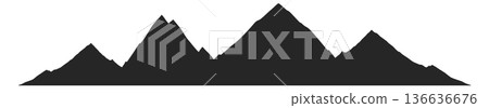 Mountain range black icon. Rock panorama silhouette 136636676