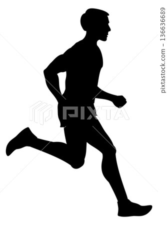 Jogging athlete black silhouette. Running man icon Jogging athlete black silhouette. Running man icon 136636689