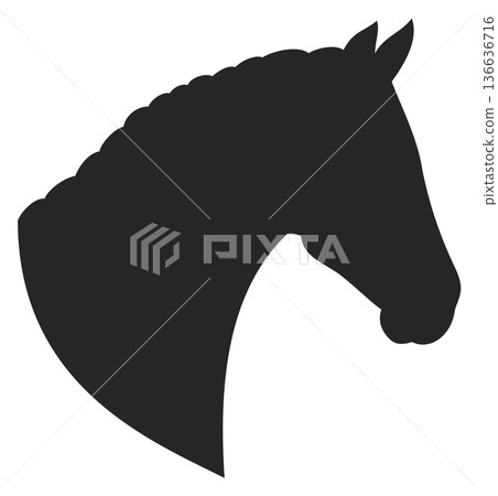 Stallion head black icon. Strong wild animal Stallion head black icon. Strong wild animal 136636716