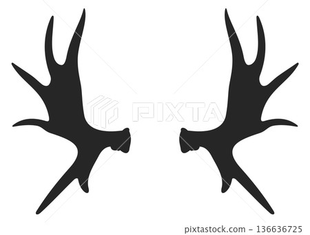 Elk horns black icon. Strong animal antlers Elk horns black icon. Strong animal antlers 136636725